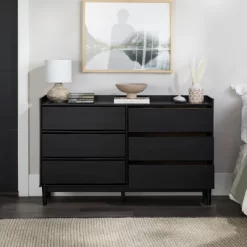 Mid-Century Modern Solid Wood 6 Drawer Double Dresser - Saracina Home -Cozy Living Deals Store GUEST 6055ff97 4649 4b8d 9ad4 41a92d811076
