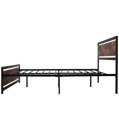 HOMCOM Queen Platform Bed Frame With Headboard & Footboard, Strong Metal Slat Support Full Bed Frame W/ Underbed Storage Space, No Box Spring Needed, 63''x82''x40.5'' 5 HOMCOM Queen Platform Bed Frame With Headboard & Footboard, Strong Metal Slat Support Full Bed Frame W/ Underbed Storage Space, No Box Spring Needed, 63''x82''x40.5'' - Image 5