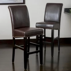 Set Of 2 Christopher Knight Home Lissette Leather Barstool - Brown 5 Set Of 2 Christopher Knight Home Lissette Leather Barstool - Brown -Cozy Living Deals Store GUEST 60a72d80 00d6 47d0 af64 5dc1663fd996