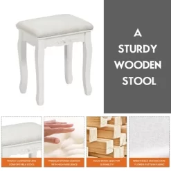 Costway Vanity Wood Makeup Dressing Table Stool 4 Drawers Black/White -Cozy Living Deals Store GUEST 610075fb 4bfb 46ef 8182 7ea988232087