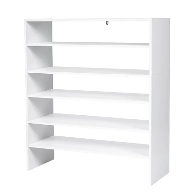 Costway 3 PCS Stackable Shoe Rack 31-Inch Horizontal Organizer 2-tier StorageShelf WhiteBrown 8 Costway 3 PCS Stackable Shoe Rack 31-Inch Horizontal Organizer 2-tier StorageShelf WhiteBrown - Image 8