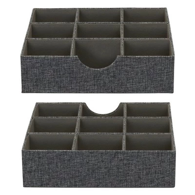 Household Essentials Set Of 2 9-Section Drawer Trays Graphite Linen 4 Household Essentials Set Of 2 9-Section Drawer Trays Graphite Linen - Image 4