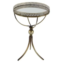 Metal And Glass Round Pedestal Table Gold - Olivia & May -Cozy Living Deals Store GUEST 624935f5 512f 4c0b aa48 5515ed961b0c