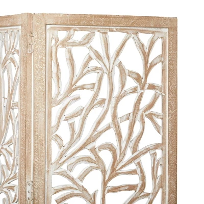 Modern Farmhouse Mdf Room Divider Screen Brown - Olivia & May 3 Modern Farmhouse Mdf Room Divider Screen Brown - Olivia & May - Image 3