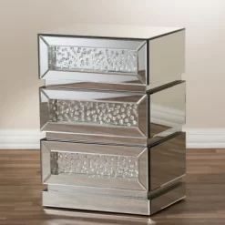 Sabrina Hollywood Regency Glamour Style Mirrored 3 - Drawer Nightstand - Baxton Studio 11 Sabrina Hollywood Regency Glamour Style Mirrored 3 - Drawer Nightstand - Baxton Studio -Cozy Living Deals Store GUEST 628d78cd d894 4d99 8ec7 d5bad5c33f5d