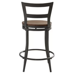 Set Of 2 24" Saroyan Swivel Metal & Wood Counter Height Barstool Graphite - Inspire Q -Cozy Living Deals Store GUEST 62dc3c59 847f 4ec0 8847 ad96ccf28a3a