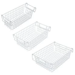 Set Of 3 Storage Bins - Basket Set For Toy, Kitchen, Closet, And Bathroom Storage - Small, Medium, And Large Shelf Organizers By Home-Complete (White) -Cozy Living Deals Store GUEST 6339568e fe4b 4825 88d7 e1aea52ae1ca