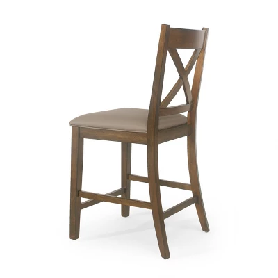 2pc Emory Farmhouse Upholstered Wood Counter Height Barstools - Christopher Knight Home 3 2pc Emory Farmhouse Upholstered Wood Counter Height Barstools - Christopher Knight Home - Image 3