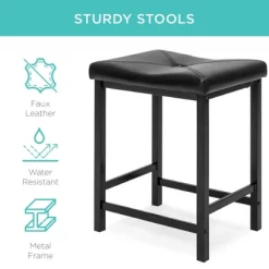 Best Choice Products 3-Piece Counter Height Dining Table Set W/ 2 Faux Leather Stools, Space-Saving Design - Black -Cozy Living Deals Store GUEST 63ae6793 6fc9 4cd6 a38d d64c62b5ddf9