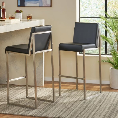 Set Of 2 29.50" Vasilus Bonded Leather Barstool - Christopher Knight Home 1 Set Of 2 29.50" Vasilus Bonded Leather Barstool - Christopher Knight Home