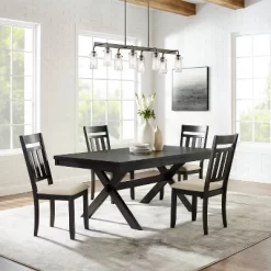 Hayden 5pc Extendable Dining Set With 4 Slat Back Chairs Slate - Crosley