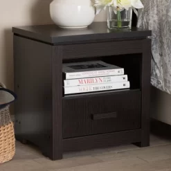 Bienna Modern And Contemporary Finished 1 Drawer Nightstand Dark Brown - Baxton Studio -Cozy Living Deals Store GUEST 64ed2f05 4cdf 4e78 83eb f1d084a68f84