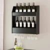 2 Tier Floating Wine And Liquor Rack Black - Prepac