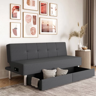 Wilton Dream Convertible Futon Sofa Bed Charcoal - Serta 3 Wilton Dream Convertible Futon Sofa Bed Charcoal - Serta - Image 3