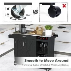 Costway Kitchen Island Cart Rolling Utility Trolley Stainless Steel Top Wine Rack -Cozy Living Deals Store GUEST 65536ec1 6e36 4e9b bfcb d981e010e8be