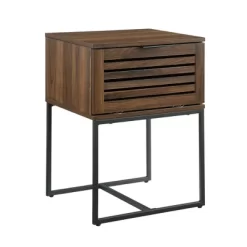 Visconti Boho Slat Pull Down Door Side Table Dark Walnut - Saracina Home -Cozy Living Deals Store GUEST 659ec25c 13f7 4ed9 a5d9 4380c541f97e