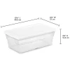 Sterilite 6 Quart Clear Plastic Stacking Storage Container Tote With White Lid For Garage, Kitchen, And Closet Organization