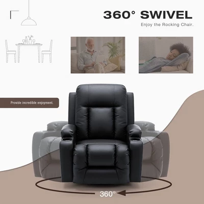 JOMEED PU Heated Stain Resistant Leather Massage Rocking Recliner Chair With 360 Degree Swivel, 2 Cup Holders, And Retractable Footrest 2 JOMEED PU Heated Stain Resistant Leather Massage Rocking Recliner Chair With 360 Degree Swivel, 2 Cup Holders, And Retractable Footrest - Image 2