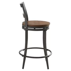 Set Of 2 24" Saroyan Swivel Metal & Wood Counter Height Barstool Graphite - Inspire Q -Cozy Living Deals Store GUEST 663d6daa c32f 4b21 aa56 441e71685ee5