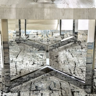 7pc Ravine Contemporary Dining Table Dining Set Light Gray/Chrome - MiBasics 3 7pc Ravine Contemporary Dining Table Dining Set Light Gray/Chrome - MiBasics - Image 3