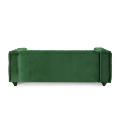 Sagewood Contemporary Velvet Tufted 3 Seater Sofa Emerald/Espresso - Christopher Knight Home -Cozy Living Deals Store GUEST 66b05e50 6e19 473d 937a 8e9877762483