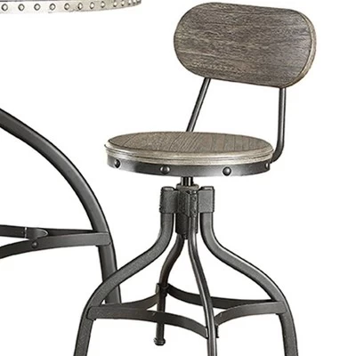 Dining Table Set Oak Metal - Acme Furniture 2 Dining Table Set Oak Metal - Acme Furniture - Image 2