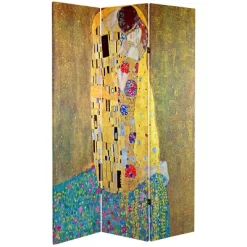 6' Tall Double Sided Works Of Klimt Room Divider - Oriental Furniture