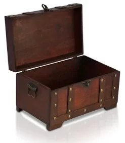 Brynnberg 11"x6.7"x6.3" Wooden Pirate Treasure Chest Storage Box - Handmade