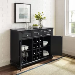 Alexandria Sideboard Cabinet With Wine Storage Black - Crosley -Cozy Living Deals Store GUEST 67b02333 2d1e 489a 9a02 39219772204e
