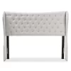 Cadence Modern And Contemporary Fabric Button Tufted Winged Headboard Gray - Baxton Studio