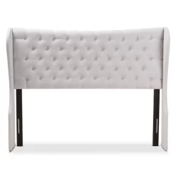Cadence Modern And Contemporary Fabric Button Tufted Winged Headboard Gray - Baxton Studio