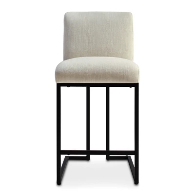 Set Of 2 Mason 25" Contemporary Armless Upholstered Fabric With Black Metal Sled Legs Counter Height Barstools-The Pop Maison 3 Set Of 2 Mason 25" Contemporary Armless Upholstered Fabric With Black Metal Sled Legs Counter Height Barstools-The Pop Maison - Image 3