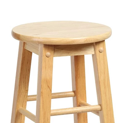 PJ Wood Classic Round Seat 29" Tall Kitchen Counter Stools For Homes, Dining Spaces, And Bars With Backless Seats & 4 Square Legs, Natural (Set Of 4) 3 PJ Wood Classic Round Seat 29" Tall Kitchen Counter Stools For Homes, Dining Spaces, And Bars With Backless Seats & 4 Square Legs, Natural (Set Of 4) - Image 3