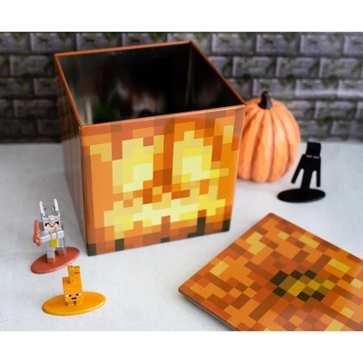 Ukonic Minecraft Jack O'Lantern Tin Storage Box Cube Organizer With Lid | 4 Inches 2 Ukonic Minecraft Jack O'Lantern Tin Storage Box Cube Organizer With Lid | 4 Inches - Image 2
