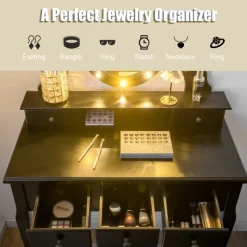 Costway Vanity Set Makeup Dressing Table W/5 Drawers 12 LED Bulb Black 13 Costway Vanity Set Makeup Dressing Table W/5 Drawers 12 LED Bulb Black -Cozy Living Deals Store GUEST 68b79d0e 2592 4d43 977e 1c13c4b0b98c