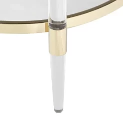 55 Downing Street Modern Minimalist Glass Round Accent Side End Table 24 3/4" Wide Clear Gold Rings For Living Room Bedroom Bedside Entryway House -Cozy Living Deals Store GUEST 68bafbb2 a924 4964 9f81 32a782e0a155