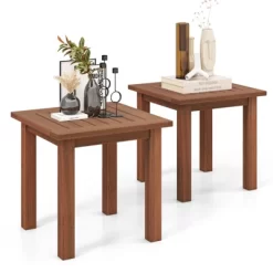 Tangkula 1PC/2PCS Patio Hardwood End Table Square Side Table With Slatted Tabletop Small Coffee Bistro Table Indoor Outdoor Side Table -Cozy Living Deals Store GUEST 68e80533 ef66 4d2b a103 a8f7290fecf1