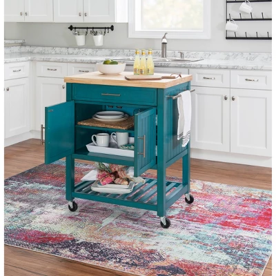 Abigail Kitchen Cart Teal - Powell Company 11 Abigail Kitchen Cart Teal - Powell Company - Image 11