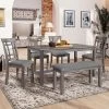 6-Piece Farmhouse Rustic Wooden Dining Table Set With 4 Chairs And Bench, Antique Gray - ModernLuxe