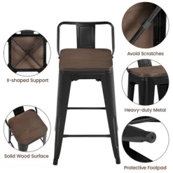 Yaheetech 24" Low Back Metal Counter Height Bar Stools With Wood Seat & Footrest, Set Of 4 -Cozy Living Deals Store GUEST 69eaf65d bb68 4ffc 90c9 94e5e5230d20