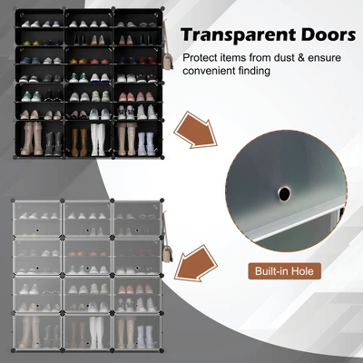 Costway Portable Shoe Rack Organizer 12-Cube 48 Pair Shoe Shelf Storage Cabinet W/Hook 5 Costway Portable Shoe Rack Organizer 12-Cube 48 Pair Shoe Shelf Storage Cabinet W/Hook - Image 5