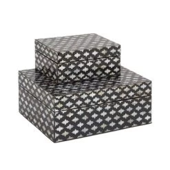 Set Of 2 Wooden Boxes With Pattern - Olivia & May -Cozy Living Deals Store GUEST 6a567da5 99a0 4291 b9dc 325164b6a65c
