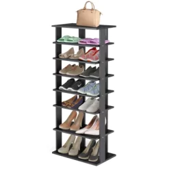 Tangkula 7-Tier Shoe Rack Free Standing Shelf Storage Modern Shoe Rack Organizer Brown/Black/White -Cozy Living Deals Store GUEST 6a8dcf15 b8e5 4427 86b6 be4a25b51631