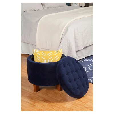 Large Round Button Tufted Storage Ottoman - HomePop 3 Large Round Button Tufted Storage Ottoman - HomePop - Image 3