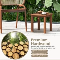 Tangkula 1PC/2PCS Patio Hardwood End Table Square Side Table With Slatted Tabletop Small Coffee Bistro Table Indoor Outdoor Side Table -Cozy Living Deals Store GUEST 6acd6e40 a481 4681 811a df347da5b0b4