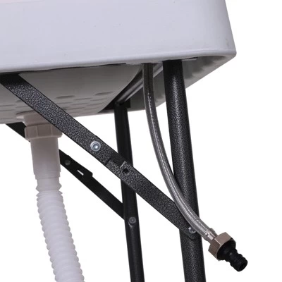 Outsunny Portable Folding Camping Table With Sink, Faucet, Dual Stainless Steel Basins, And Accessories For Fish Cleaning, 50" 7 Outsunny Portable Folding Camping Table With Sink, Faucet, Dual Stainless Steel Basins, And Accessories For Fish Cleaning, 50" - Image 7