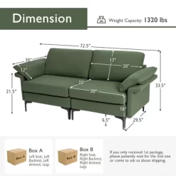 Costway Modern Loveseat Fabric 2-Seat Sofa Couch For Small Space W/Metal Legs Army -Cozy Living Deals Store GUEST 6b03c1ad 0bbd 4753 b67f 8bdb6bb233d8