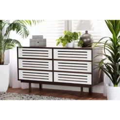 6 Drawer Wood Dresser And Meike Two-Tone Walnut/White - Baxton Studio -Cozy Living Deals Store GUEST 6b6ae715 5fd6 4c29 a24e 55ca8686ece7