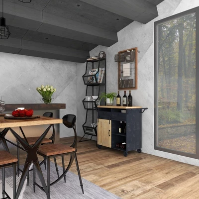 Industrial Rolling Cart Black - Olivia & May 8 Industrial Rolling Cart Black - Olivia & May - Image 8