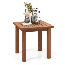 Tangkula 1PC/2PCS Patio Hardwood End Table Square Side Table With Slatted Tabletop Small Coffee Bistro Table Indoor Outdoor Side Table -Cozy Living Deals Store GUEST 6b7ffc9e f579 49db a844 76788c0096d5
